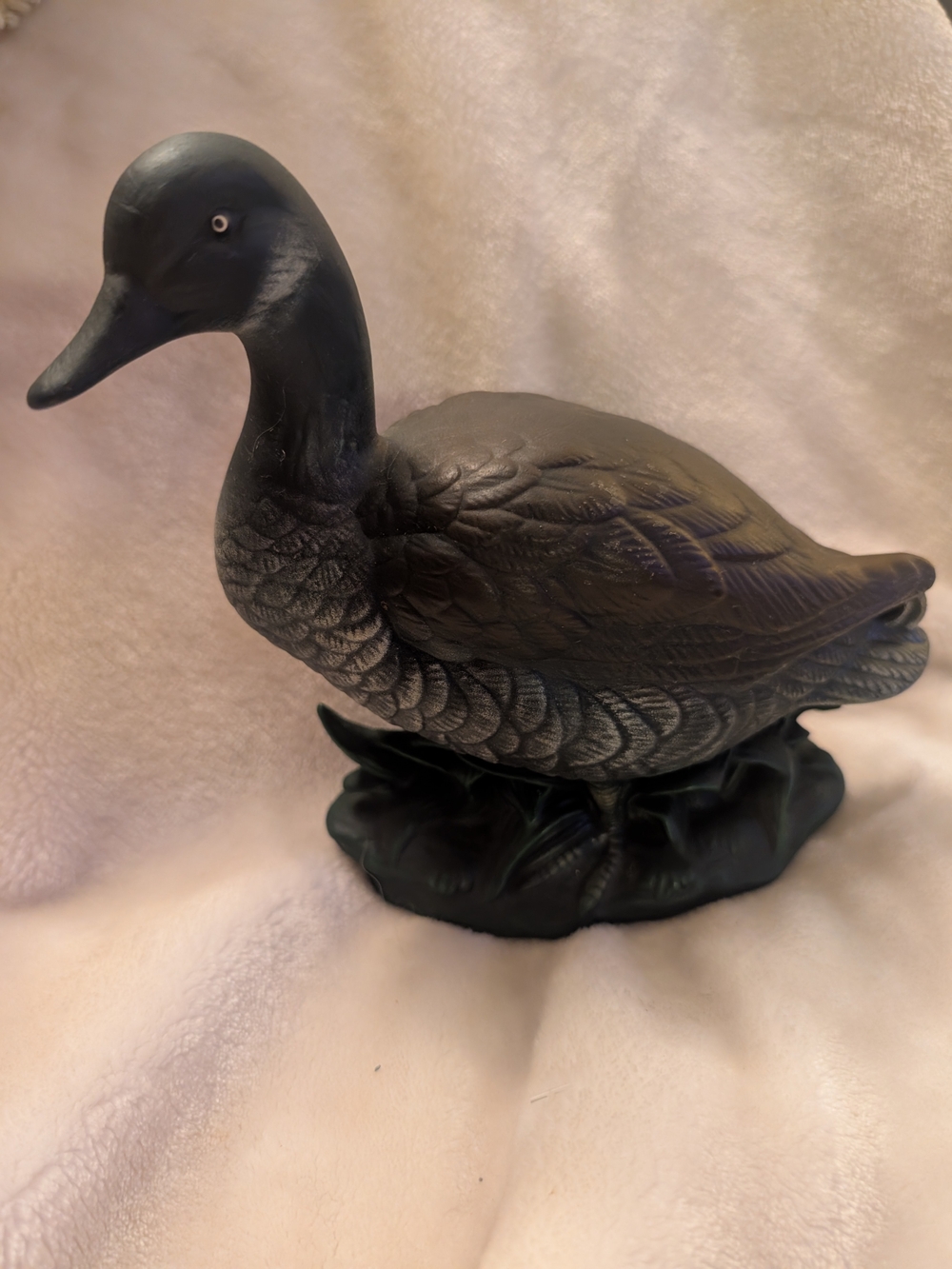 Moody Scholar's Decoy Vintage Matte Black Ceramic Mallard Figurine Rustic Art